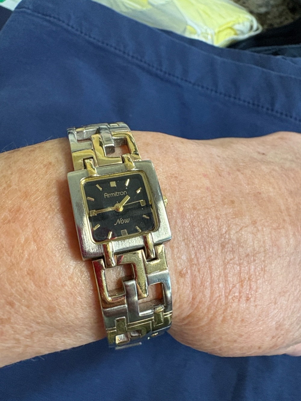 Armitron VintageTwo-Tone Metal Watch with Geometric Links